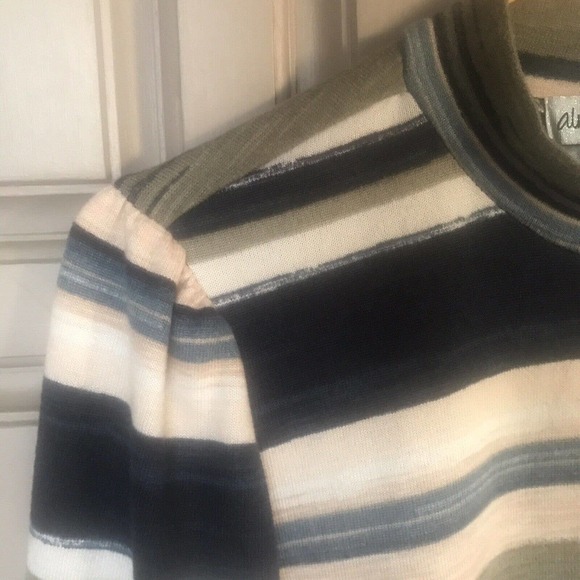 Almost Famous Sweater Dress Sz2X Mock Neck/Cuffs Neutral Stripes Runs SMALL - Picture 5 of 7